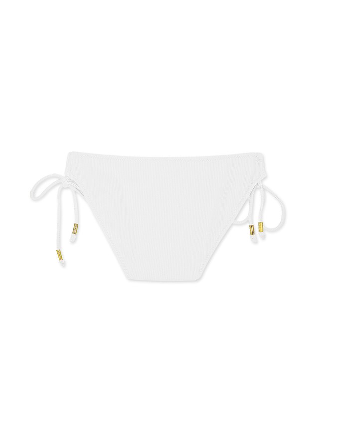 Ribbed Tie-Side Shirred Back Bikini Bottom