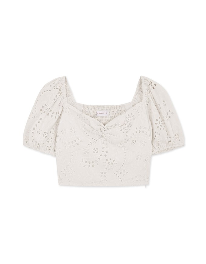 Broderie AnglaiseSquare Neck Twist Crop Top