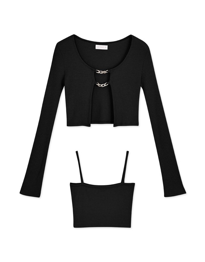 Metal Straight Grain Two-Piece Crop Top