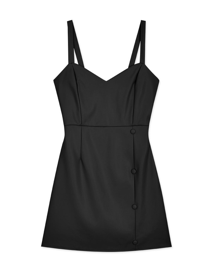 Heart Collar Leather Vest Mini Dress