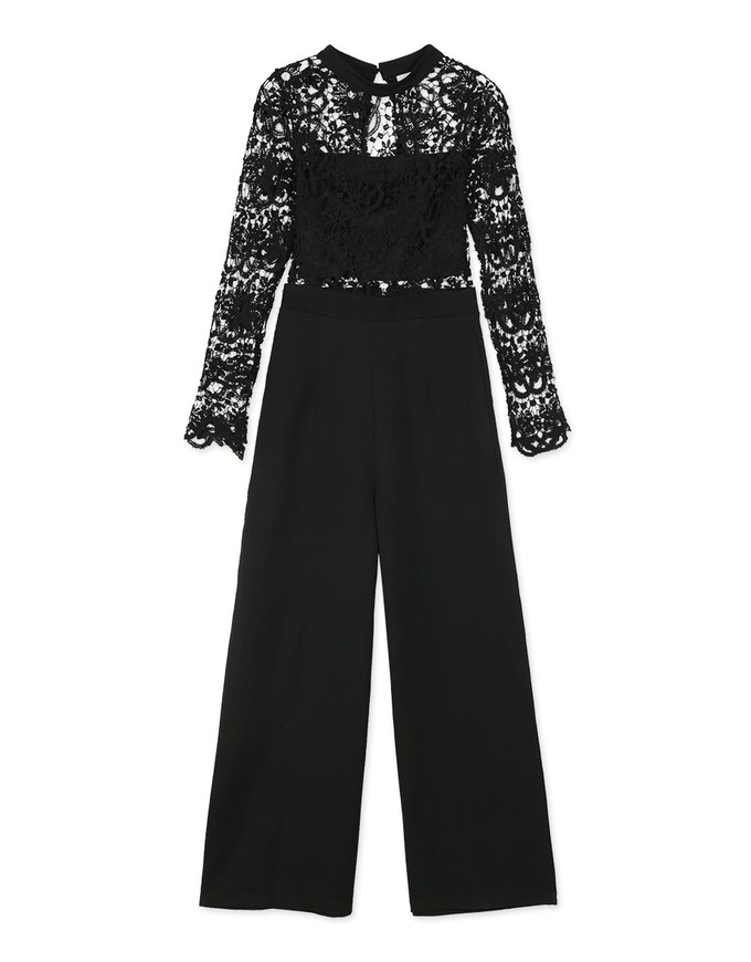 Sheer Lace Backless Jumpsuit Pants (With Inner Wear)