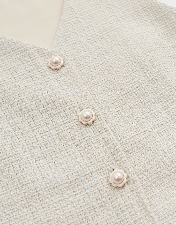 Classic Tweed Pearl Button Tank Top