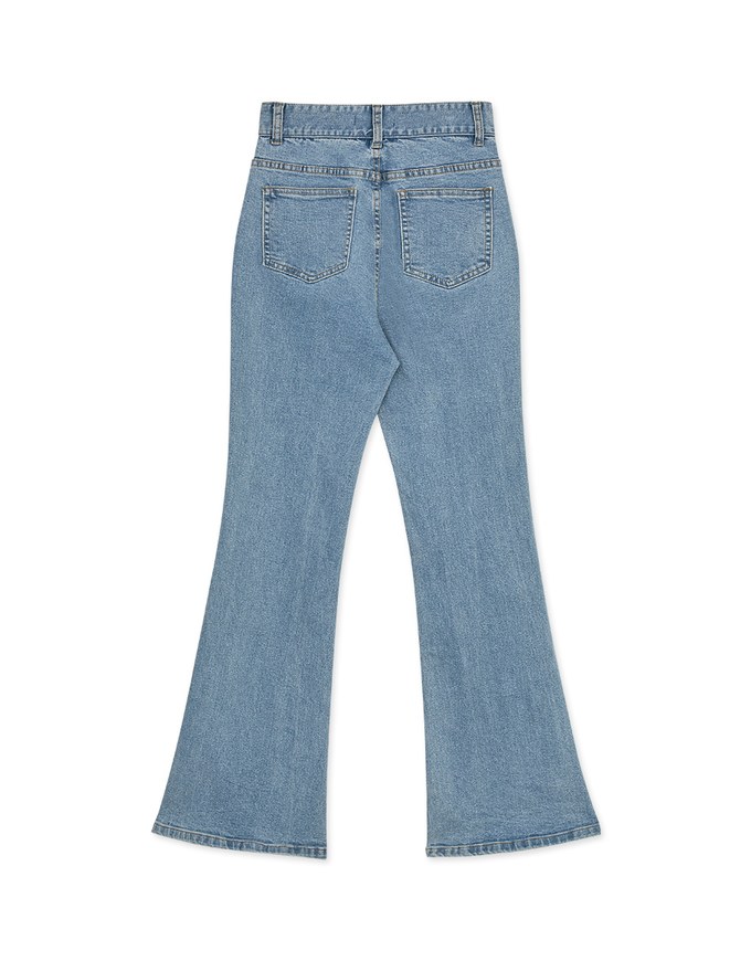 Side Buttoned Denim Trumpet Pants