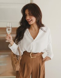 Stylish Hollow Back With Buttons Wrinkle-Free Blouse
