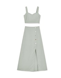 Sweetheart Neckline Tank Top + Maxi Skirt Set Wear (With Padding)