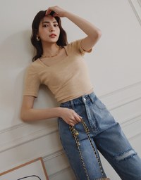 Square-Necked Ribbed Crop Top