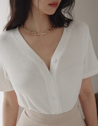Minimal Chic V-neck Button-front Knit Top