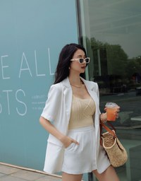 Enhanced Square Neck Textured Crop Knit Tank Top