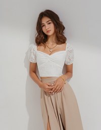Broderie AnglaiseSquare Neck Twist Crop Top
