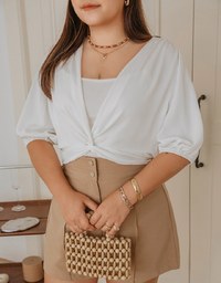 Classy Front Knot 3/4 Sleeve Crop Top