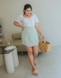 Retro Elegant Square Collar Crop Blouse