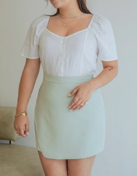 Retro Elegant Square Collar Crop Blouse