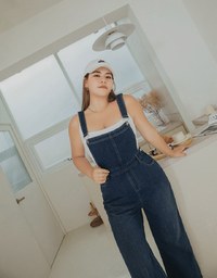 Casual Street Style Suspender Denim Pants