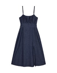 Classic Thin Strap Slit Denim Maxi Dress