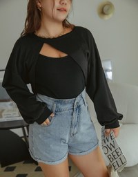 2Way Slit Two-Piece Cropped Top