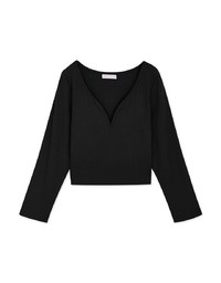 Littile V Notch Ribbed Crop Top