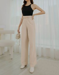 High Waist Pleated Belted Wide Pants
