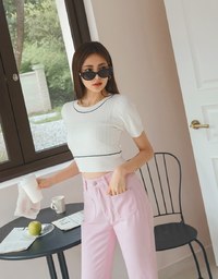 Simple Plain Textured Knit Top