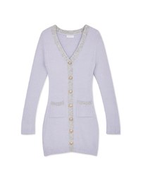 V-Neck Buttoned Knitted Min Dress