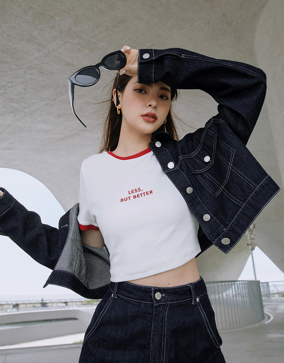 【Vacanza】Modern Chic Denim Crop Jacket